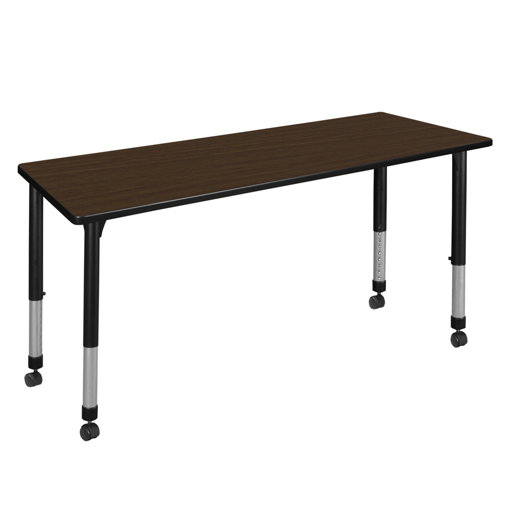 Regency Kee Height Adjustable Mobile Classroom Activity Table — 72in. x 30in., Neo Walnut/Black, Model# MT7230NWAPCBK